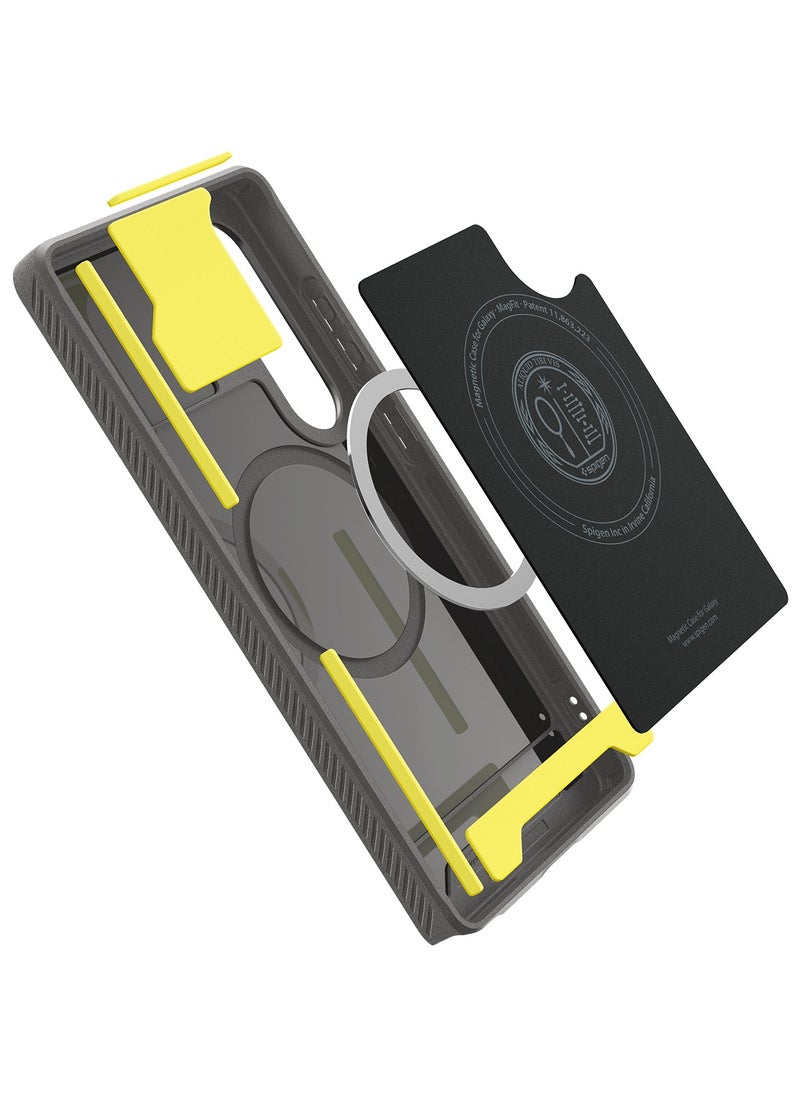 Spigen - Rugged Armor MagFit Galaxy S25 ULTRA Case Cover with MagSafe and Carbon Fiber Textures (2025) - Marble Gray - Image 1