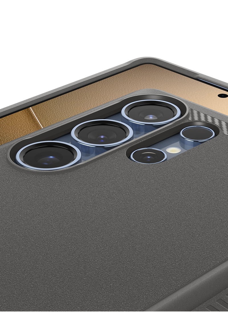 Spigen - Rugged Armor MagFit Galaxy S25 ULTRA Case Cover with MagSafe and Carbon Fiber Textures (2025) - Marble Gray - Image 1