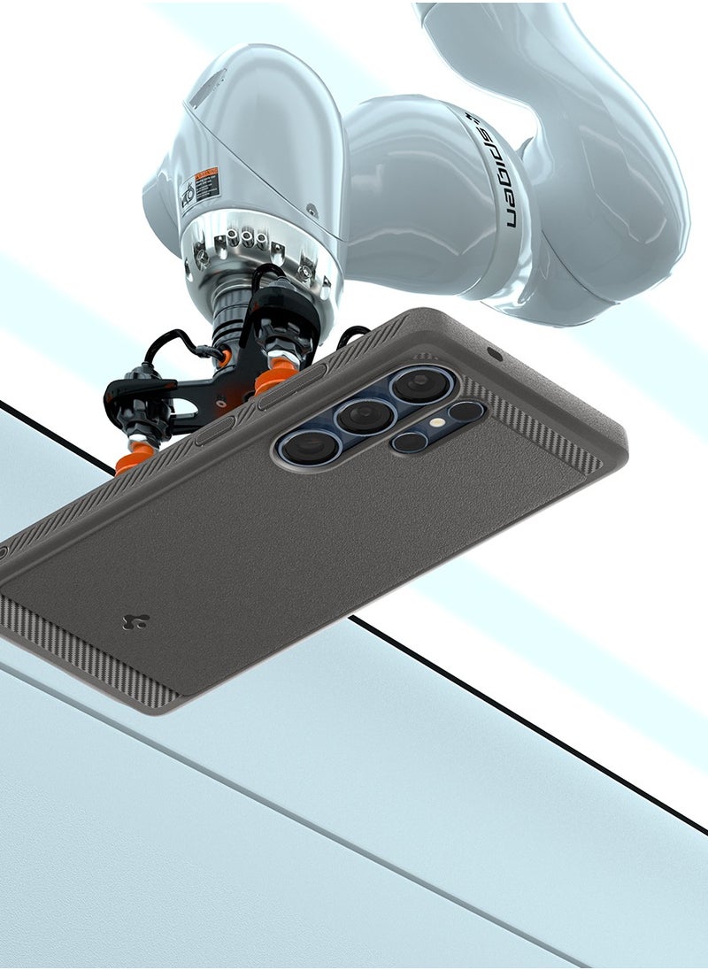 Spigen - Rugged Armor MagFit Galaxy S25 ULTRA Case Cover with MagSafe and Carbon Fiber Textures (2025) - Marble Gray - Image 1