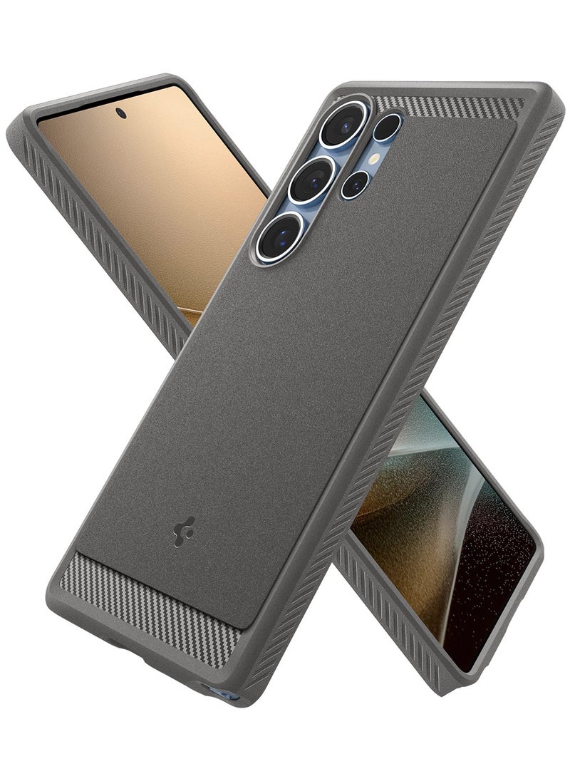 Spigen - Rugged Armor MagFit Galaxy S25 ULTRA Case Cover with MagSafe and Carbon Fiber Textures (2025) - Marble Gray - Image 1