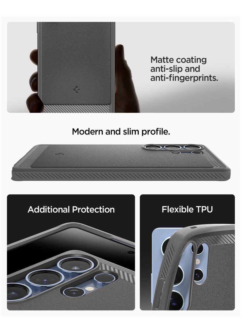 Spigen - Rugged Armor MagFit Galaxy S25 ULTRA Case Cover with MagSafe and Carbon Fiber Textures (2025) - Marble Gray - Image 1
