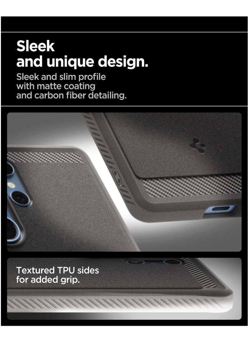 Spigen - Rugged Armor MagFit Galaxy S25 ULTRA Case Cover with MagSafe and Carbon Fiber Textures (2025) - Marble Gray - Image 1