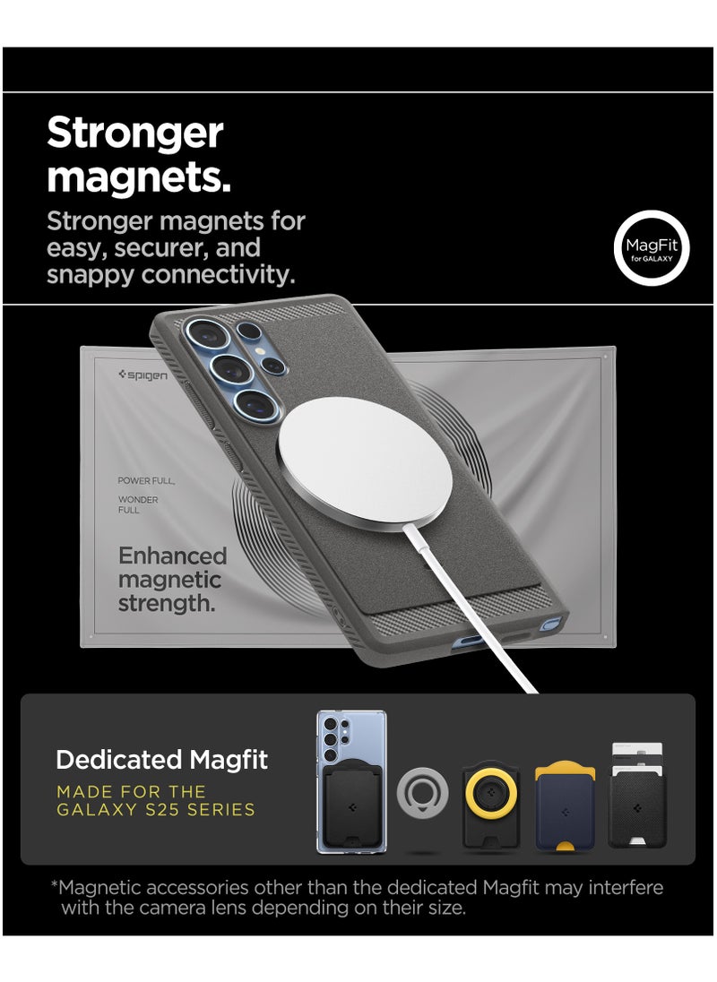 Spigen - Rugged Armor MagFit Galaxy S25 ULTRA Case Cover with MagSafe and Carbon Fiber Textures (2025) - Marble Gray - Image 1