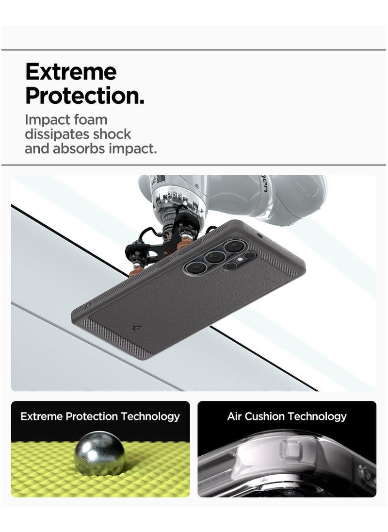 Spigen - Rugged Armor MagFit Galaxy S25 ULTRA Case Cover with MagSafe and Carbon Fiber Textures (2025) - Marble Gray - Image 1