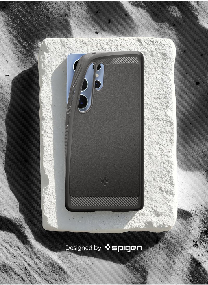 Spigen - Rugged Armor MagFit Galaxy S25 ULTRA Case Cover with MagSafe and Carbon Fiber Textures (2025) - Marble Gray - Image 1