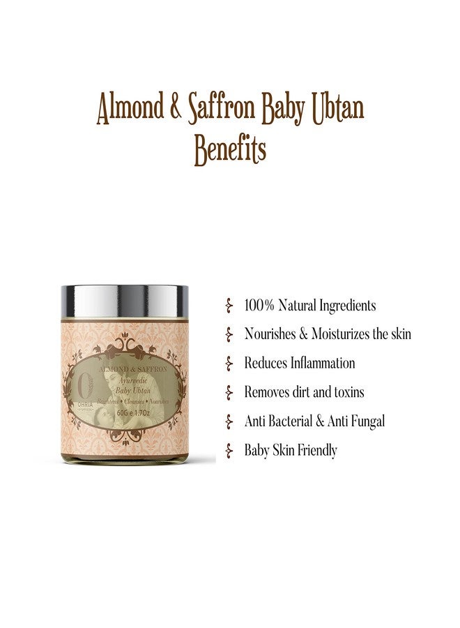 OHRIA Ayurveda Baby Ubtan with the Goodness of Almond and Saffron | Brightens, Cleanses & Nourishes Baby Skin - 60gm - Image 2