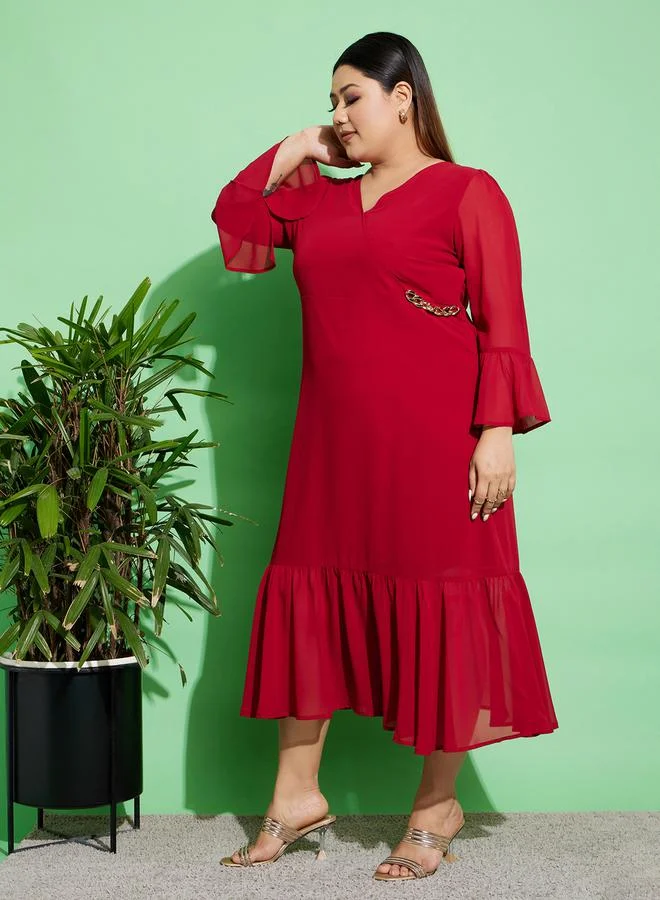 SASSAFRAS Ruffled Chiffon Dress