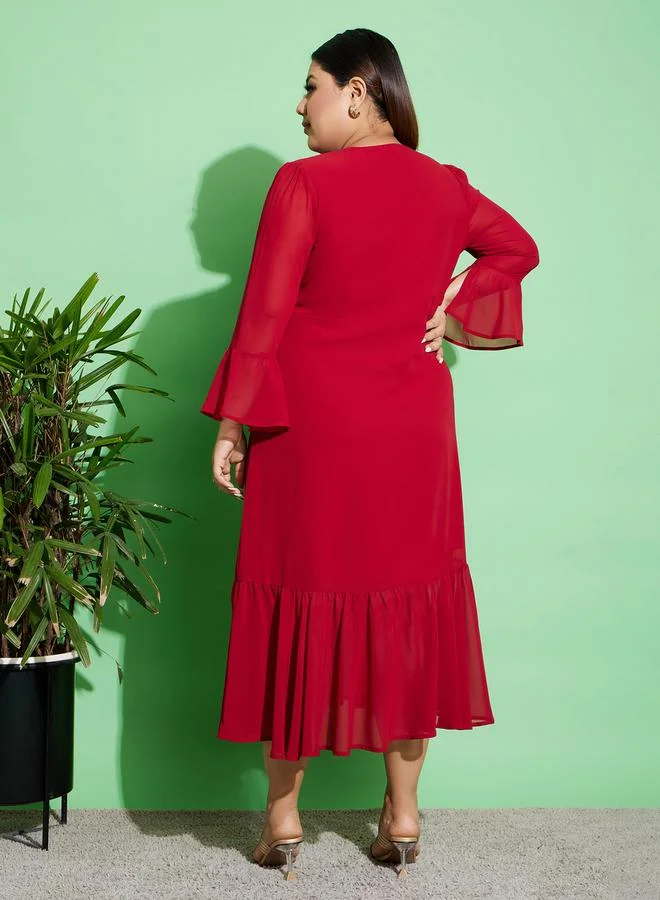 SASSAFRAS Ruffled Chiffon Dress