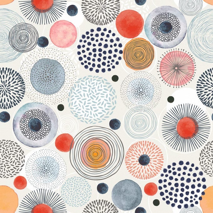 CIRCLES GEOMETRIC PEEL AND STICK WALLPAPER BOHO SELF ADHESIVE REMOVABLE WALLPAPER FOR BEDROOM KITCHEN CABINETS COUNTERTOPS MURAL BOHO ART DECO ABSTRACT CONTACT PAPER 175 X 118