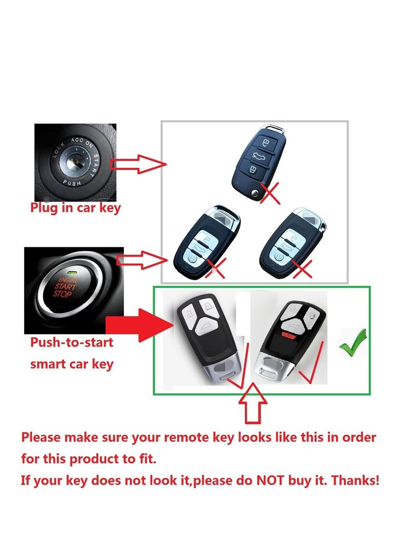 Generic - Premium Metal Key Fob Cover For Audi A4 A4L A5 A6 A7 A8 Q5 Q7 R8 RS Q3 RS4 RS5 RS7 S4 S5 S6 S7 S8 SQ5 SQ7 TT TTS TT-RS Smart Car Remote Key - Gold - Image 1