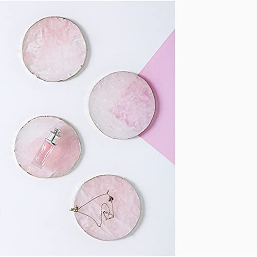 Yougoals Rose Quartz Coaster Single with Stand (1Pcs),Pink Round Agate Coaster for Drinks,Natural Rose Crystal Stone with Golden Edge, Gemstone Geode Decor Gifts (1) - Image 4