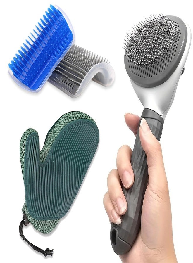 Aorplim 4-in-1 Pet Grooming Kit for Dog Brush, Self-Cleaning Slicker Cat Brush, Massage Grooming Glove and Cat Corner Scratcher, Effortlessly Remove Shedding Hair with Efficient Dog Brush - Image 1