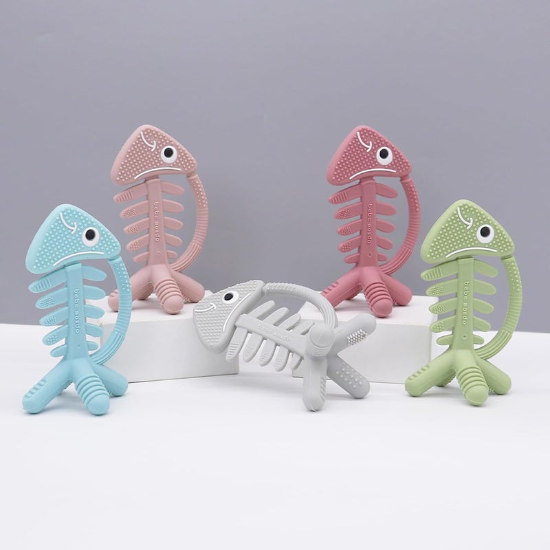 Bebe Mondo 3in1 Infant Toys Baby Teething Toys 36 612 Months Teethers for Babies 3612 Months for Teething Relief Baby Gift SiliconeSensory Toys 06 MonthsUSA Patent PendingFishOlive - Image 3