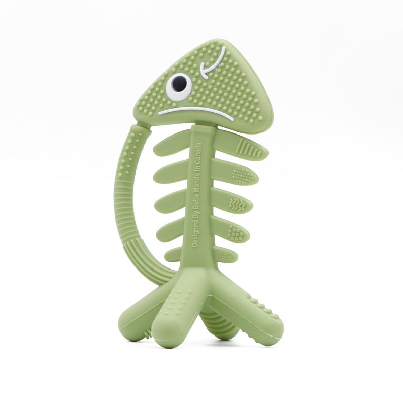 Bebe Mondo 3in1 Infant Toys Baby Teething Toys 36 612 Months Teethers for Babies 3612 Months for Teething Relief Baby Gift SiliconeSensory Toys 06 MonthsUSA Patent PendingFishOlive - Image 1