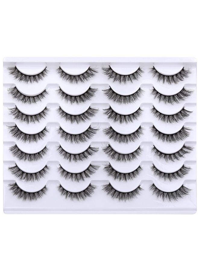 Newcally Cat Eye Lashes Natural Look False Eyelashes Short Wispy 3D Fluffy Fake Eye Lashes Pack 14 Pairs - Image 1