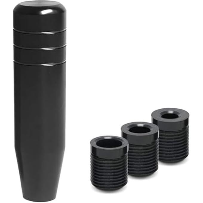 rayihni Weighted Shifter Knob 5 Inch Universal Aluminum Alloy Car Gear Lever Metal Stick Shift Handle Shifter Knobs Retainer for Manual Automatic Vehicles with 3 Adapters Black - Image 1