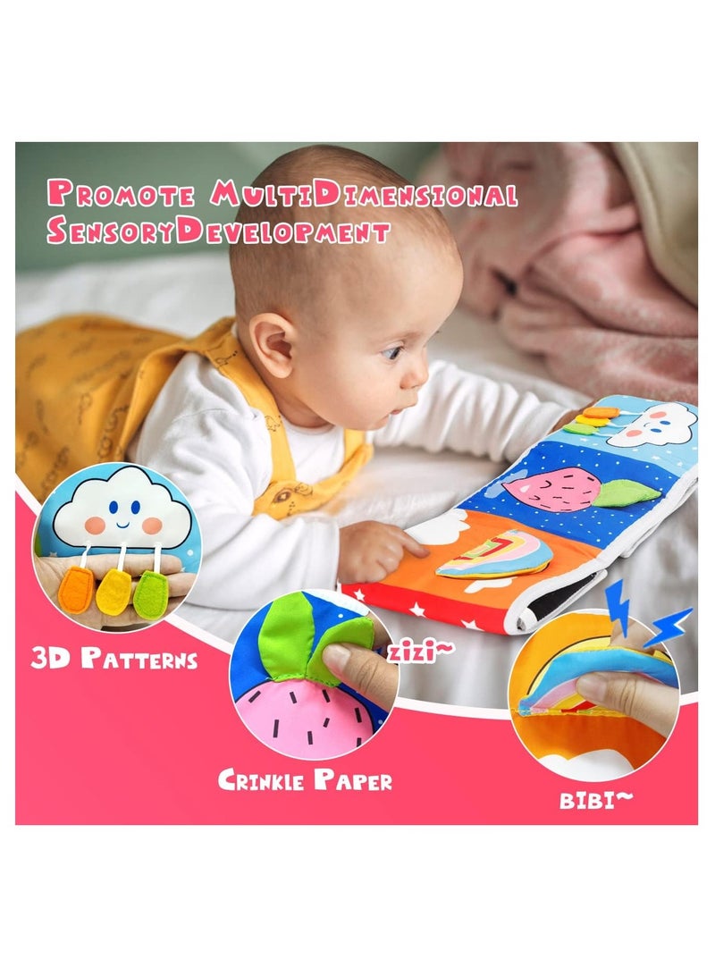 Foldable Soft Cloth Book Crib Toy Black and White High Contrast Baby Books Early Educational Montessori Sensory Toys for Babies Toddlers 0-12 Months - Image 4