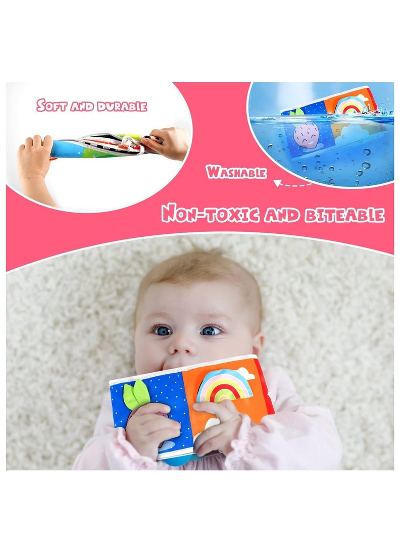 Foldable Soft Cloth Book Crib Toy Black and White High Contrast Baby Books Early Educational Montessori Sensory Toys for Babies Toddlers 0-12 Months - Image 3