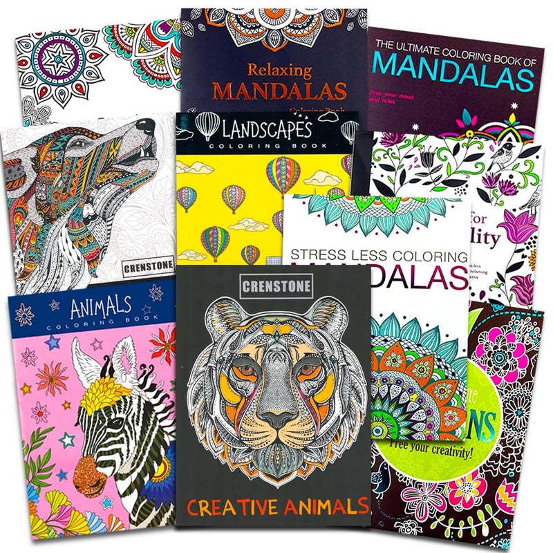 Crenstone Adult Coloring Books Super Set 10 Deluxe Coloring Books for Adults and Teens - Image 2