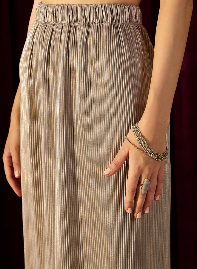 Kassually High Rise Plisse Side Slit Midi Skirt - Image 4