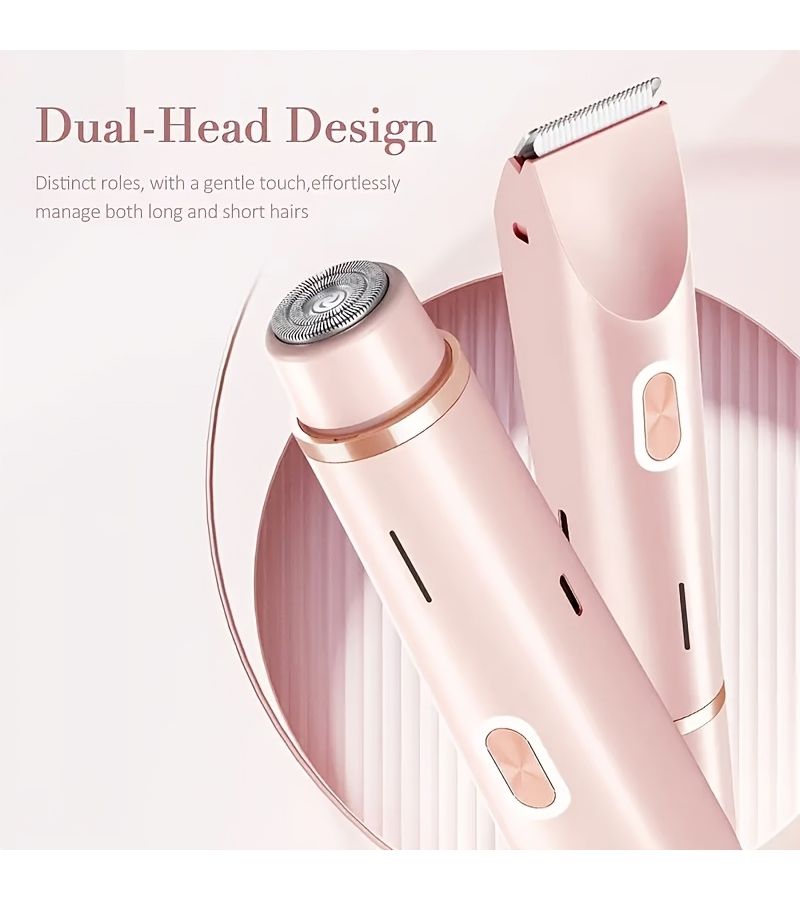 Women Dual Head 2 in 1 Electric Shaver Blue Wet Dry Cordless Hair Removal Portable Bikini Trimmer Facial Epilator Suitable for Bikini Eyebrows Legs Underarms - Image 4