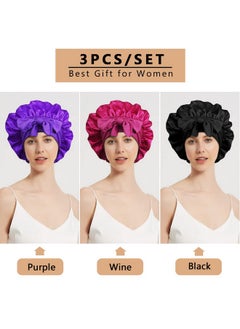 3Pcs Satin Bonnets For Black Women Large Silky Bonnet With Tie Band Jumbo Braids Bonnet A - pzsku/Z445F791D14DA89C840DEZ/45/_/1696661291/d54ac501-2f9c-405b-b98e-0a8e497b199d