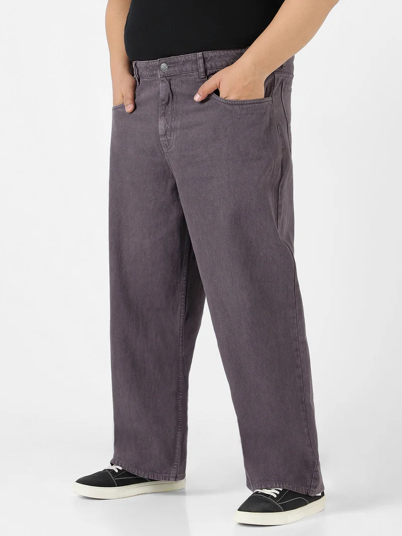 Urbano Fashion  Urbano Plus Men's Purple Loose Fit Washed Jeans Non-Stretchable  | Best Price UAE
