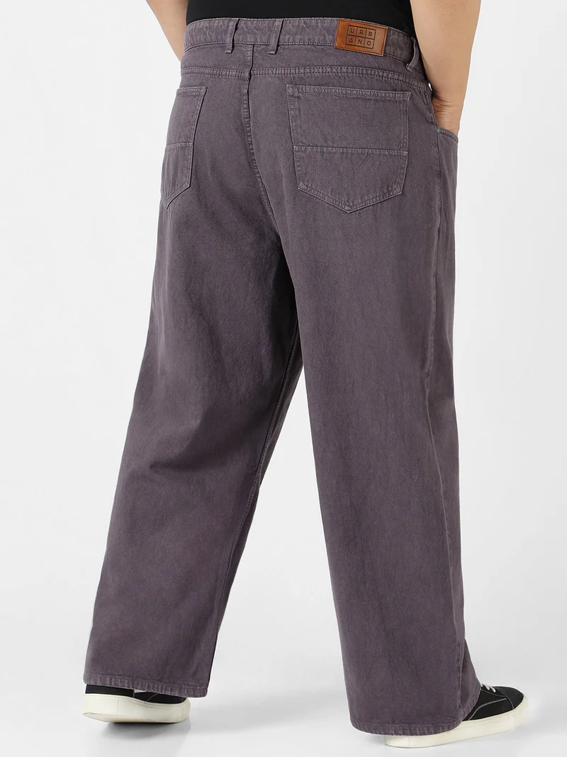 Urbano Fashion  Urbano Plus Men's Purple Loose Fit Washed Jeans Non-Stretchable  | Best Price UAE