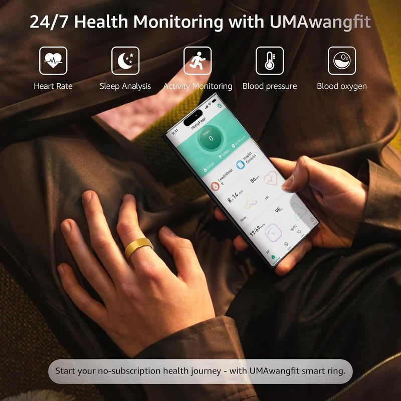 حلقة للرجال والنساء مراقبة النوم تتبع الصحة واللياقة البدنية لا اشتراك في التطبيق 7+ أنشطة متوفرة 7+ أيام عمر البطارية Android و iOS متوافق - Image 4