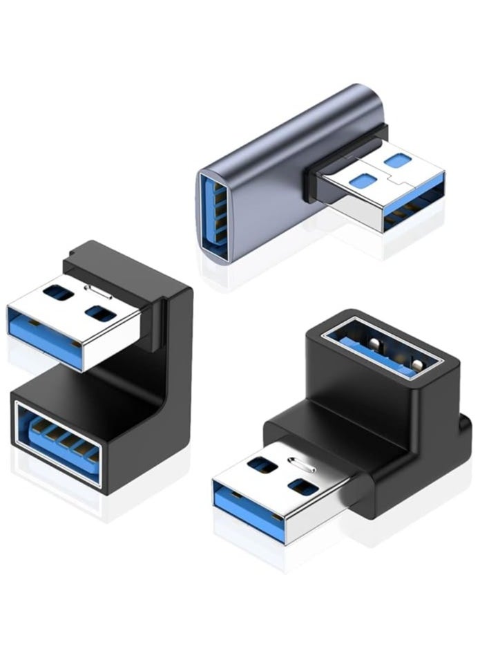 erorex 90 Degree USB 3.0 Adapter, Up & Down Left Angle / 180 Degree USB A Male to Female Converter Extender, L/U Shape 10Gbps Data Transfer USB Connector for USB Devices  - Image 1