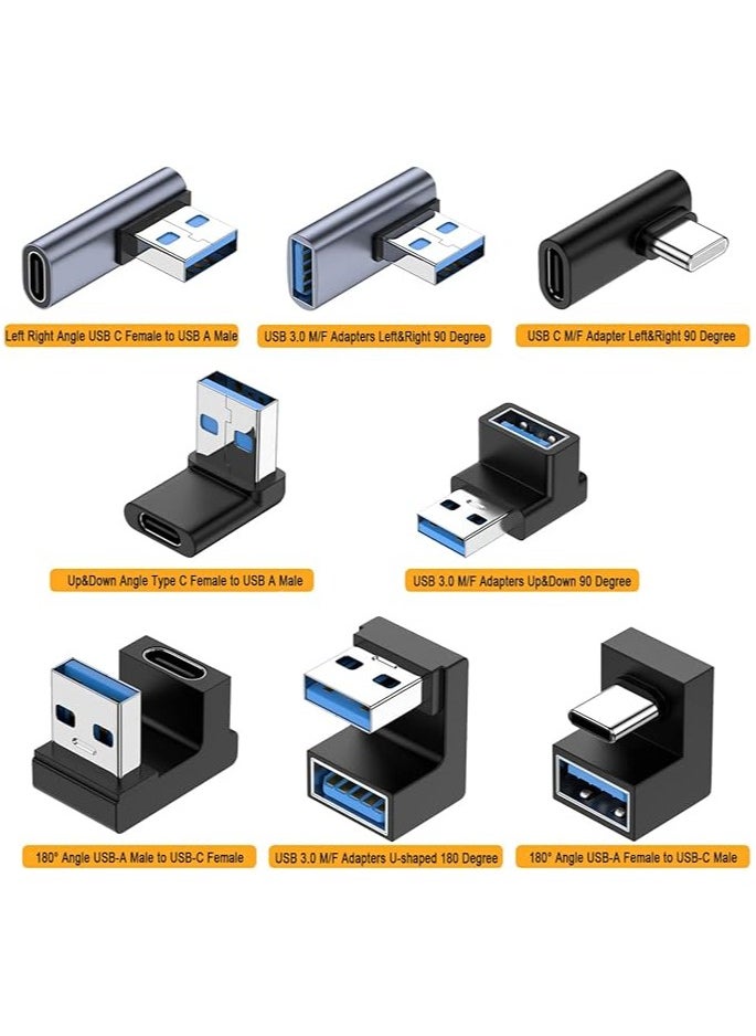 erorex 90 Degree USB 3.0 Adapter, Up & Down Left Angle / 180 Degree USB A Male to Female Converter Extender, L/U Shape 10Gbps Data Transfer USB Connector for USB Devices  - Image 2