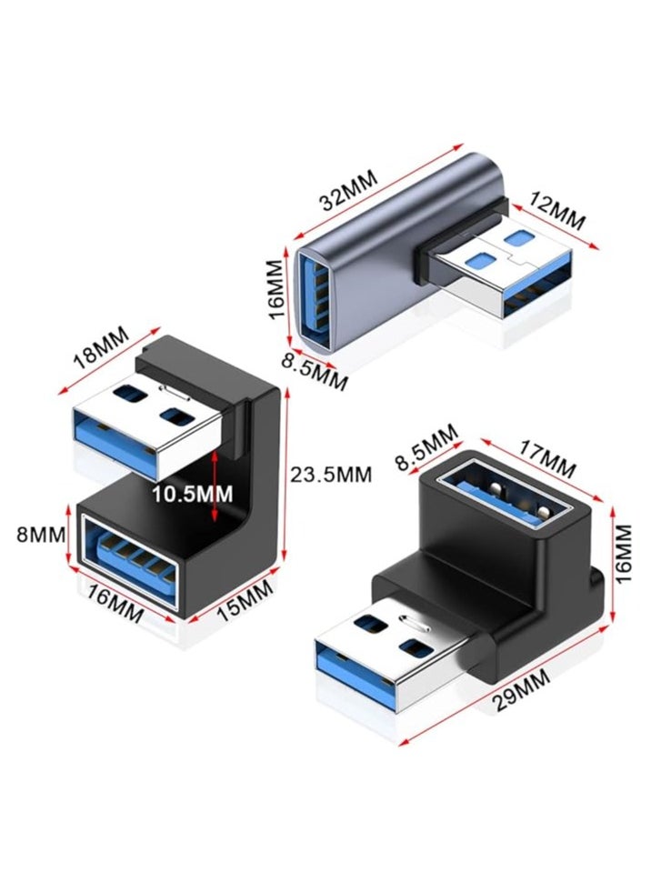 erorex 90 Degree USB 3.0 Adapter, Up & Down Left Angle / 180 Degree USB A Male to Female Converter Extender, L/U Shape 10Gbps Data Transfer USB Connector for USB Devices  - Image 5