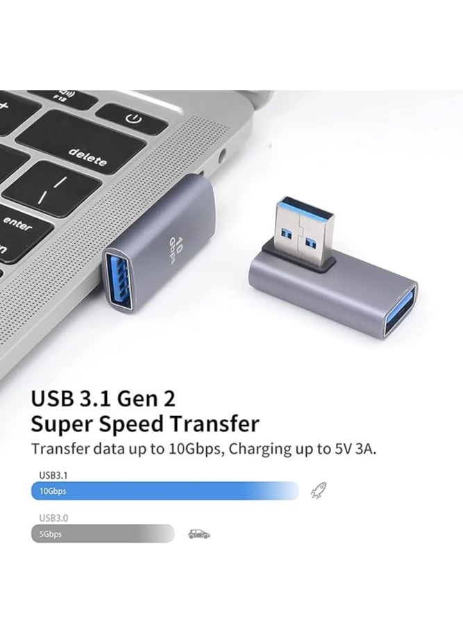 erorex 90 Degree USB 3.0 Adapter, Up & Down Left Angle / 180 Degree USB A Male to Female Converter Extender, L/U Shape 10Gbps Data Transfer USB Connector for USB Devices  - Image 3