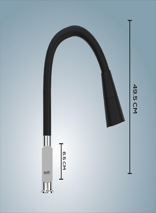 Gloxy Tap for Kitchen Sink with Chrome Finished Jet+ Lever - 20 Inch Black Flexible Leak Proof and Anti-Splash Silicone Spout with Dual Water Flow Nozzle - Image 2