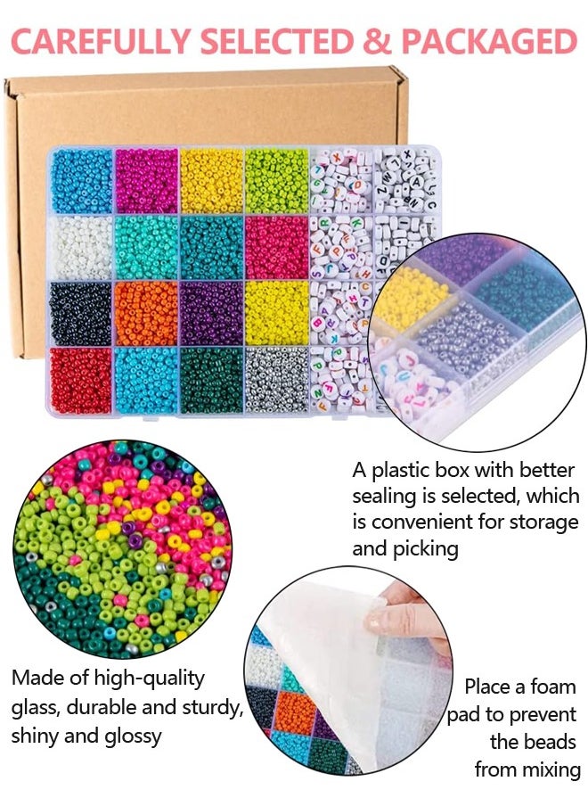 SUCITY - SUCITY 7000 Pcs Glass Seed Beads-Letter Beads Kit for Bracelets Making-4mm DIY Bracelet Beads Alphabet Beads for Necklace Earring Bracelet Jewelry Making - Image 1