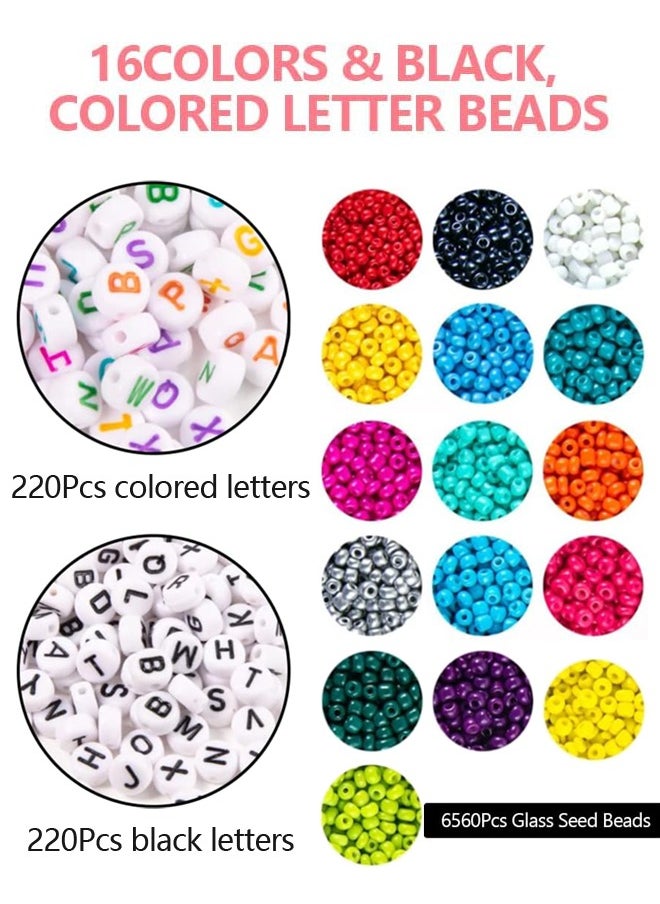 SUCITY - SUCITY 7000 Pcs Glass Seed Beads-Letter Beads Kit for Bracelets Making-4mm DIY Bracelet Beads Alphabet Beads for Necklace Earring Bracelet Jewelry Making - Image 1