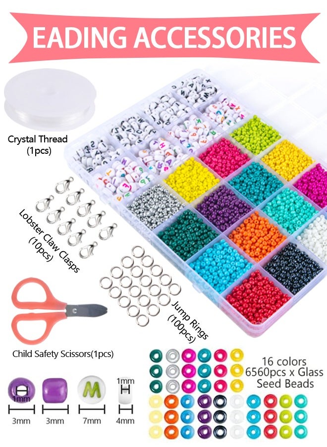 SUCITY - SUCITY 7000 Pcs Glass Seed Beads-Letter Beads Kit for Bracelets Making-4mm DIY Bracelet Beads Alphabet Beads for Necklace Earring Bracelet Jewelry Making - Image 1