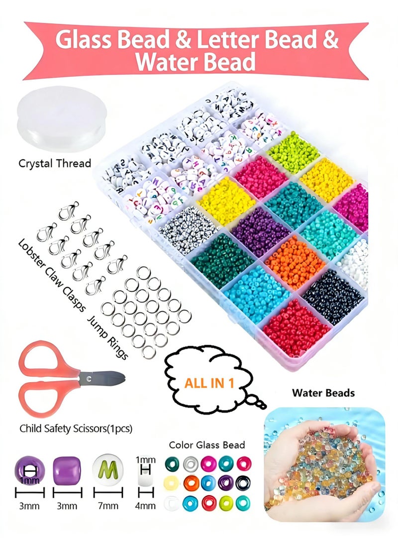 SUCITY Colorful Letter Beads Set Water Beads for Kid  - String Beads Kit For Bracelet Making - Large Beads DIY Bracelet Beads Letter Beads For Necklace, Earrings - Image 1
