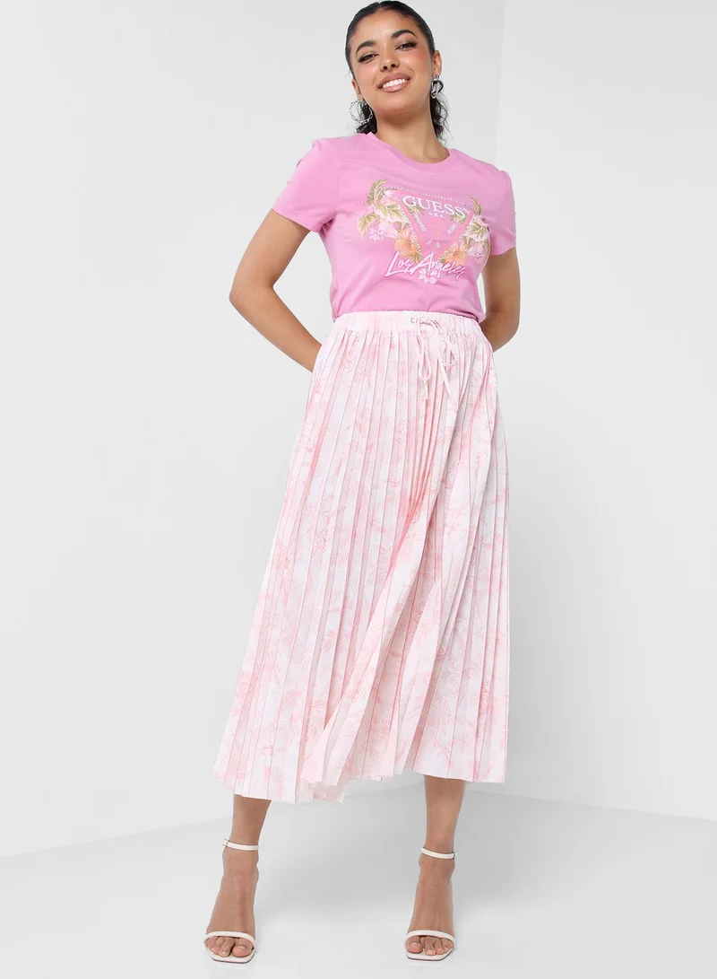 GUESS Tie Detail Pleated Skirt