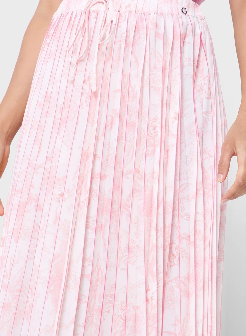 GUESS Tie Detail Pleated Skirt