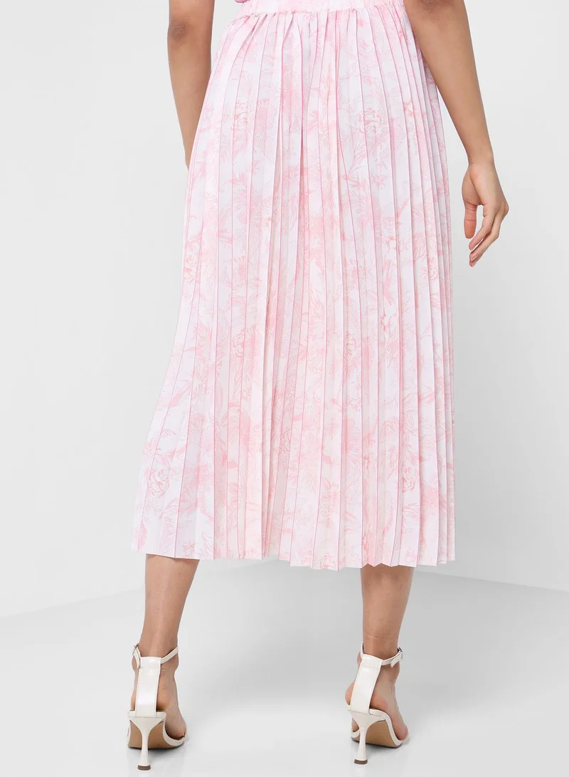 GUESS Tie Detail Pleated Skirt