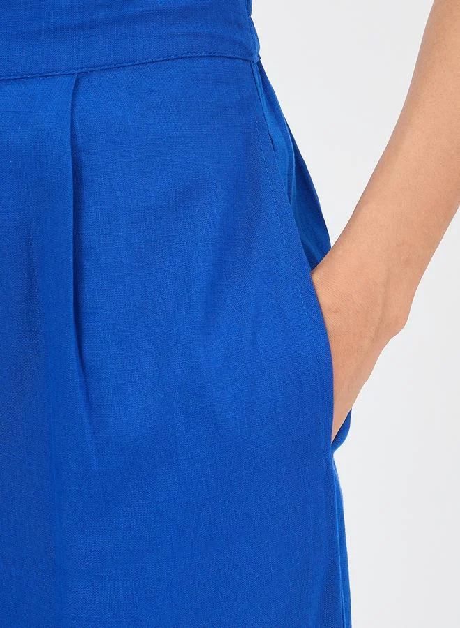 Femmella  Royal Blue Cotton Straight Fit Pant for Women | Best Price UAE