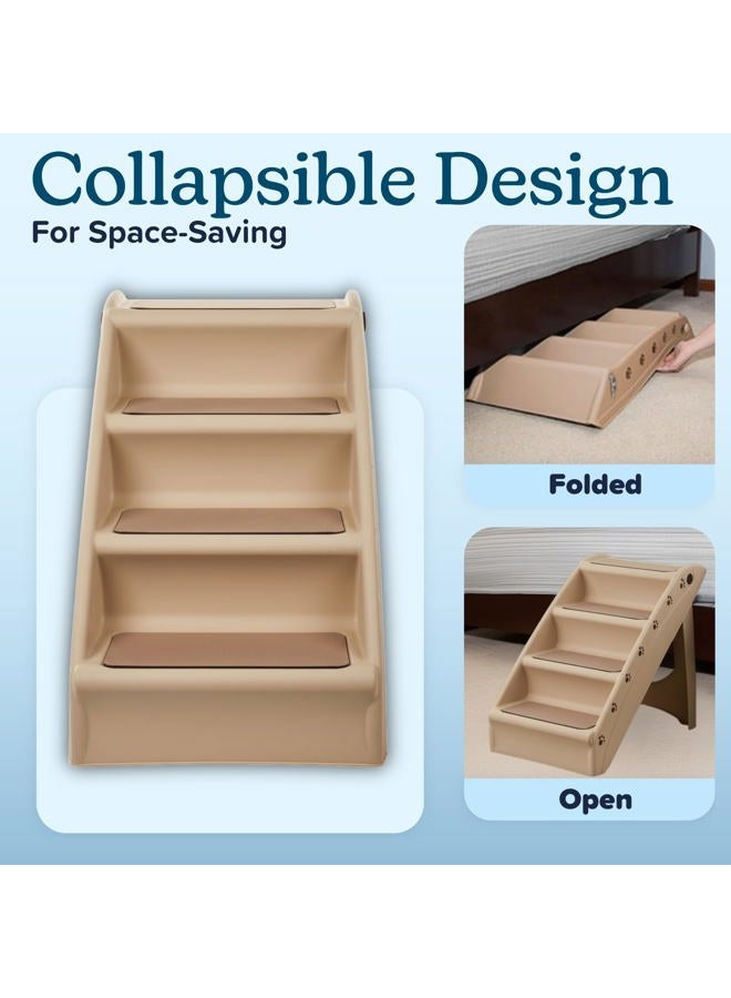 PETMAKER Pet Stairs,Folding Plastic Ladders Step Ramp for Dog Cat Animal,include Siderails, Non-Slip Pads, Durable, Lightweight,Pet Safe Dog Steps for High Beds Folding Plastic Pet Stairs - Image 2