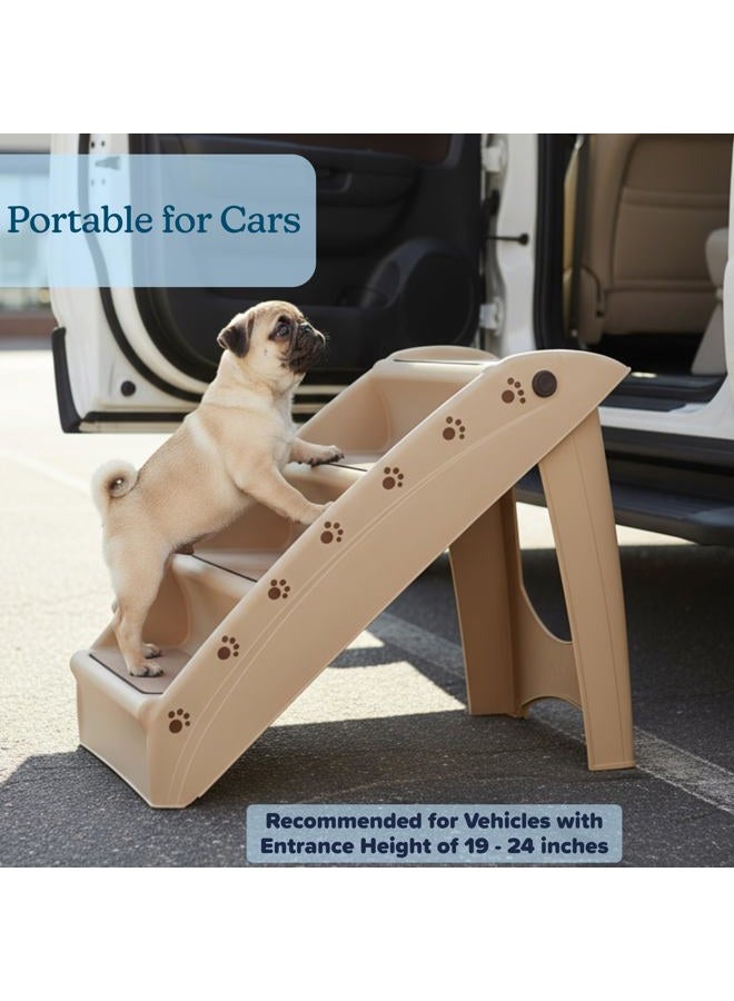 PETMAKER Pet Stairs,Folding Plastic Ladders Step Ramp for Dog Cat Animal,include Siderails, Non-Slip Pads, Durable, Lightweight,Pet Safe Dog Steps for High Beds Folding Plastic Pet Stairs - Image 4