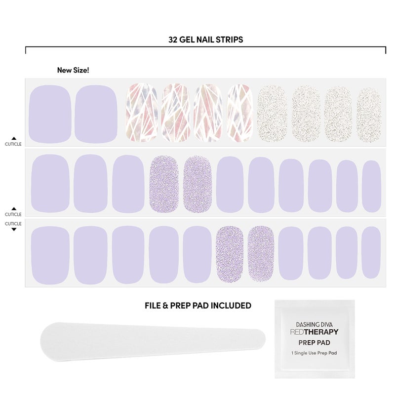 Dashing Diva Gloss Nail Strips - Gleam Queen | UV Free, Chip Resistant, Long Lasting Gel Nail Stickers | Contains 32 Nail Wraps, 1 Prep Pad, 1 Nail File - Image 3