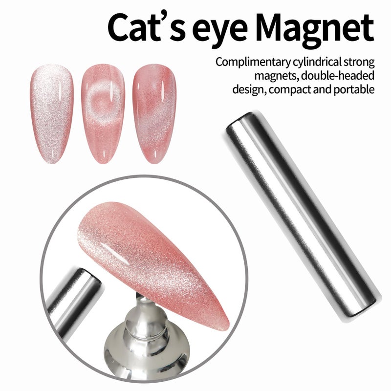 MAYCHAO 15ML Pink Cat Eye Gel Nail Polish 1Pc Jelly Summer Light Pink Cat Eye Glitter Shimmer with Magnet Soak off Holographic Magnetic Nail Polish for Nail Art Manicure Salon DIY at Home, 0.5 OZ - Image 4