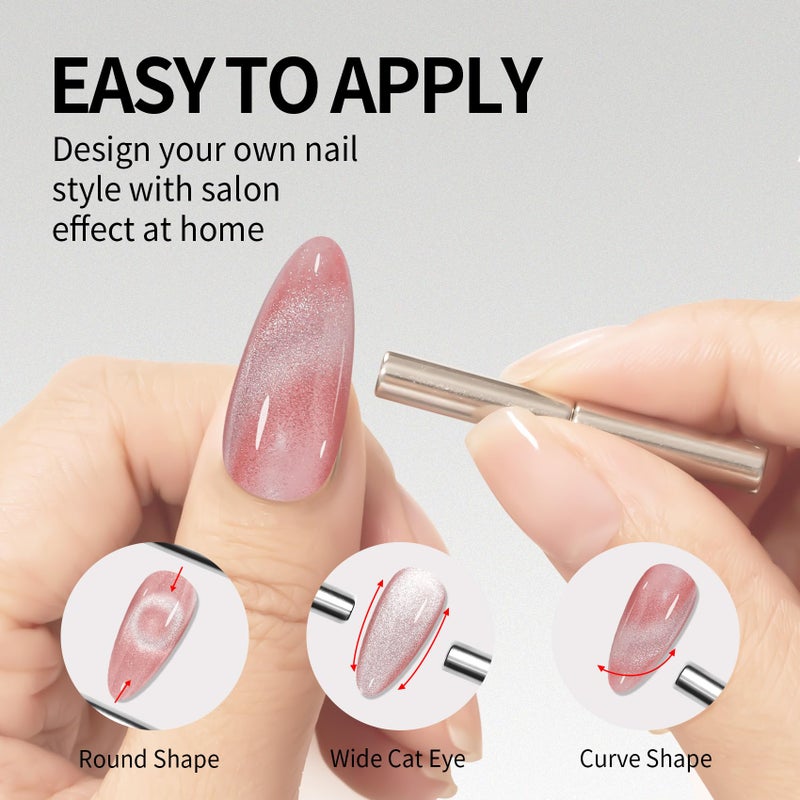 MAYCHAO 15ML Pink Cat Eye Gel Nail Polish 1Pc Jelly Summer Light Pink Cat Eye Glitter Shimmer with Magnet Soak off Holographic Magnetic Nail Polish for Nail Art Manicure Salon DIY at Home, 0.5 OZ - Image 3