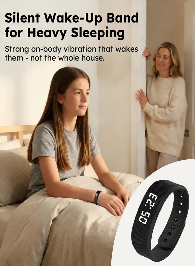 RITHEM Vibrating Alarm Clock Watch for Heavy Sleepers, Silent Wake Up Bracelet & Smart Wristband, Wearable Vibration Wrist Alarm, Non-Audible Sleep Wristband for Men & Women(Black) - Image 4