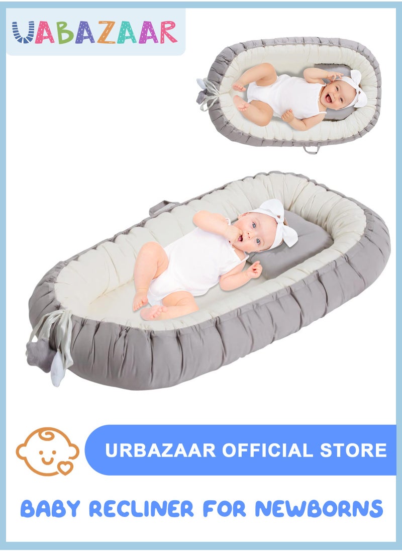 URbazaar Baby Recliner for Newborns - Portable Crib Bed for Co-Sleeping - Comfortable Recliner Cushion and Snuggle Nest with Pillow - Baby Boys & Girls (0-12 months)  - Image 1