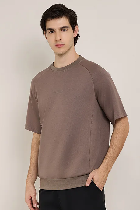 أر أند بي Embroidery Detail T-Shirt with Crew Neck and Short Sleeves